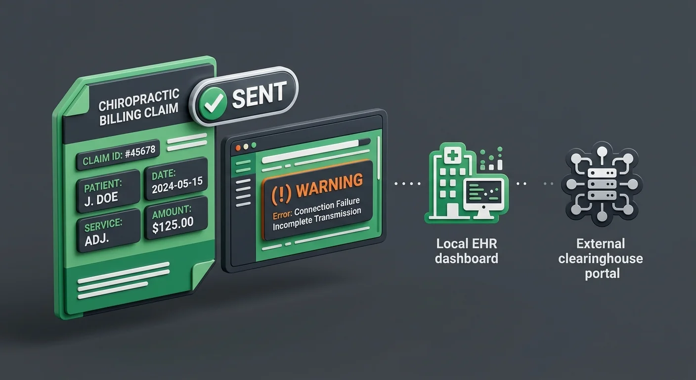 chirotouch cloud claim sent status versus clearinghouse receipt verification gap