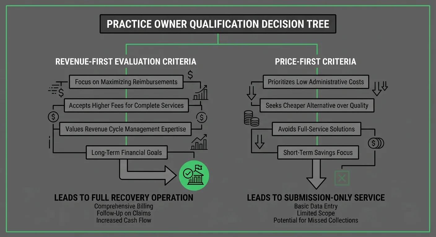 chiropractic practice owner billing partner evaluation decision tree revenue versus price criteria