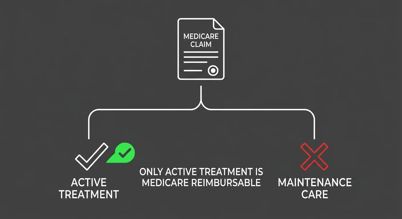 Medicare chiropractic AT modifier active treatment versus maintenance care claim decision