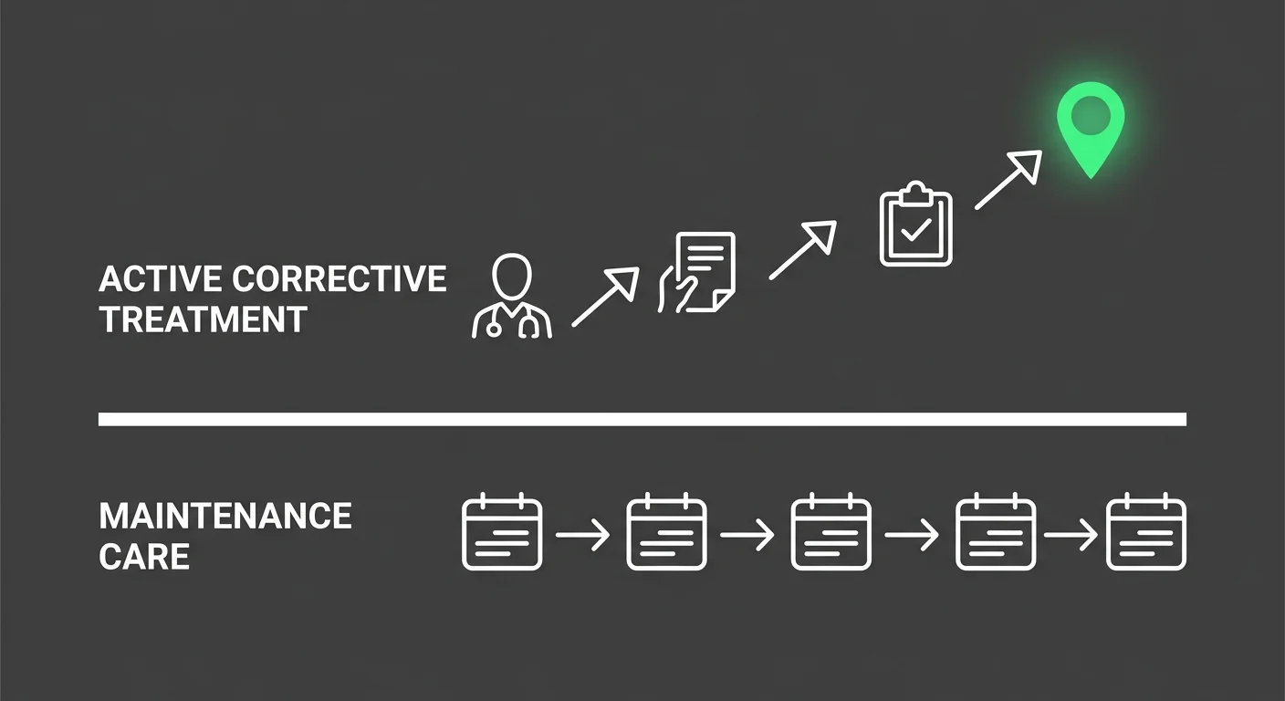 active care vs maintenance care chiropractic billing distinction diagram