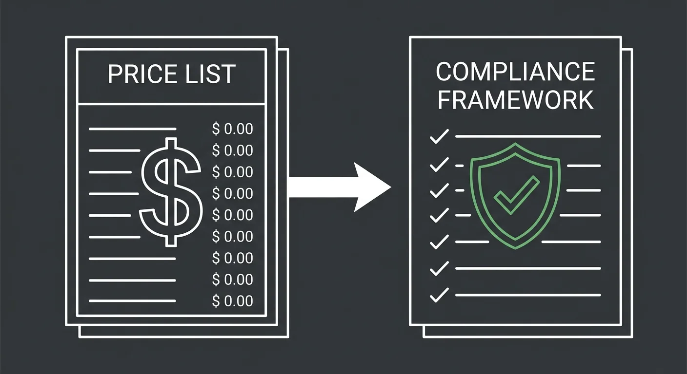 chiropractic fee schedule compliance document versus simple price list comparison