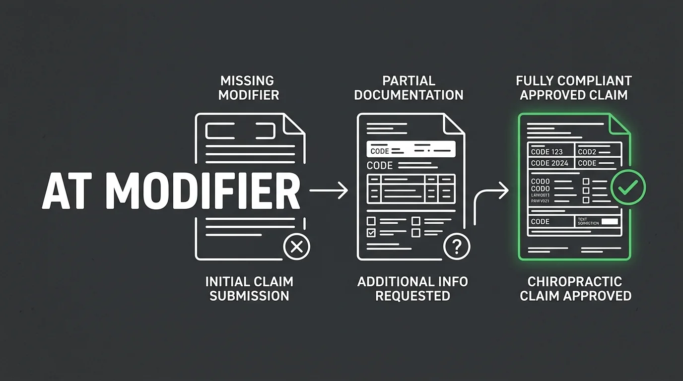 AT modifier chiropractic Medicare claim compliance pathway to payment approval
