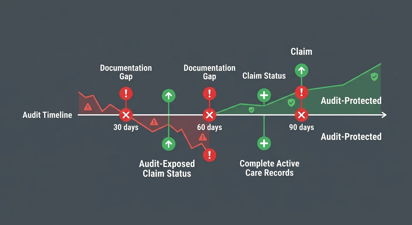 chiropractic insurance audit timeline showing documentation gaps and revenue risk