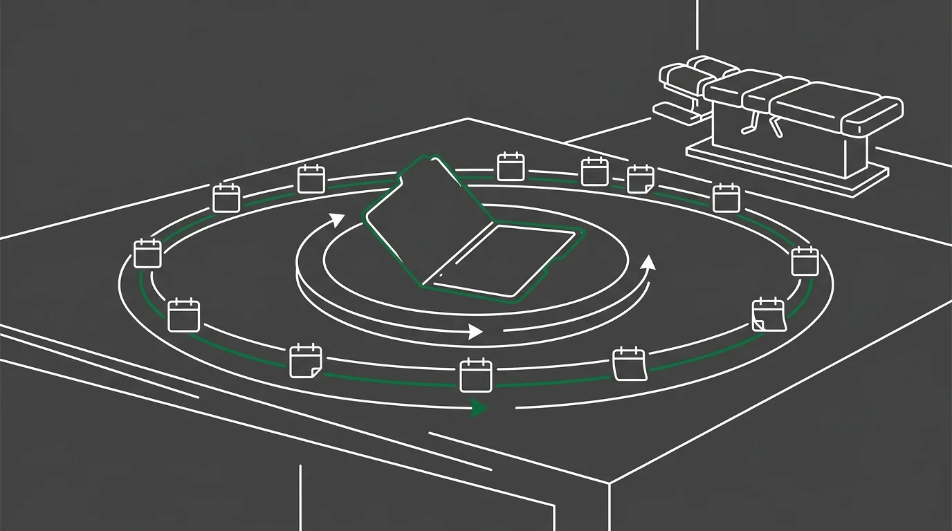 open credentialing file with recurring cycle arrow icon