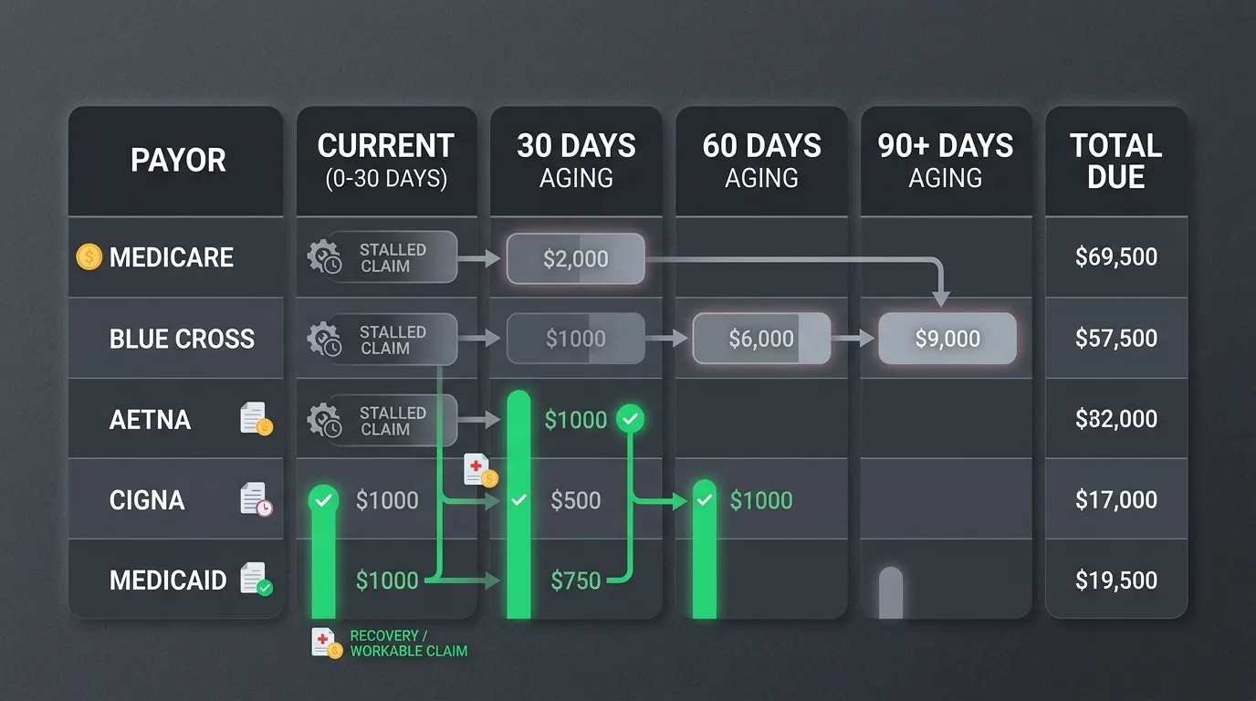 invisible accounts receivable aging after chirotouch cloud migration showing stalled and workable claims