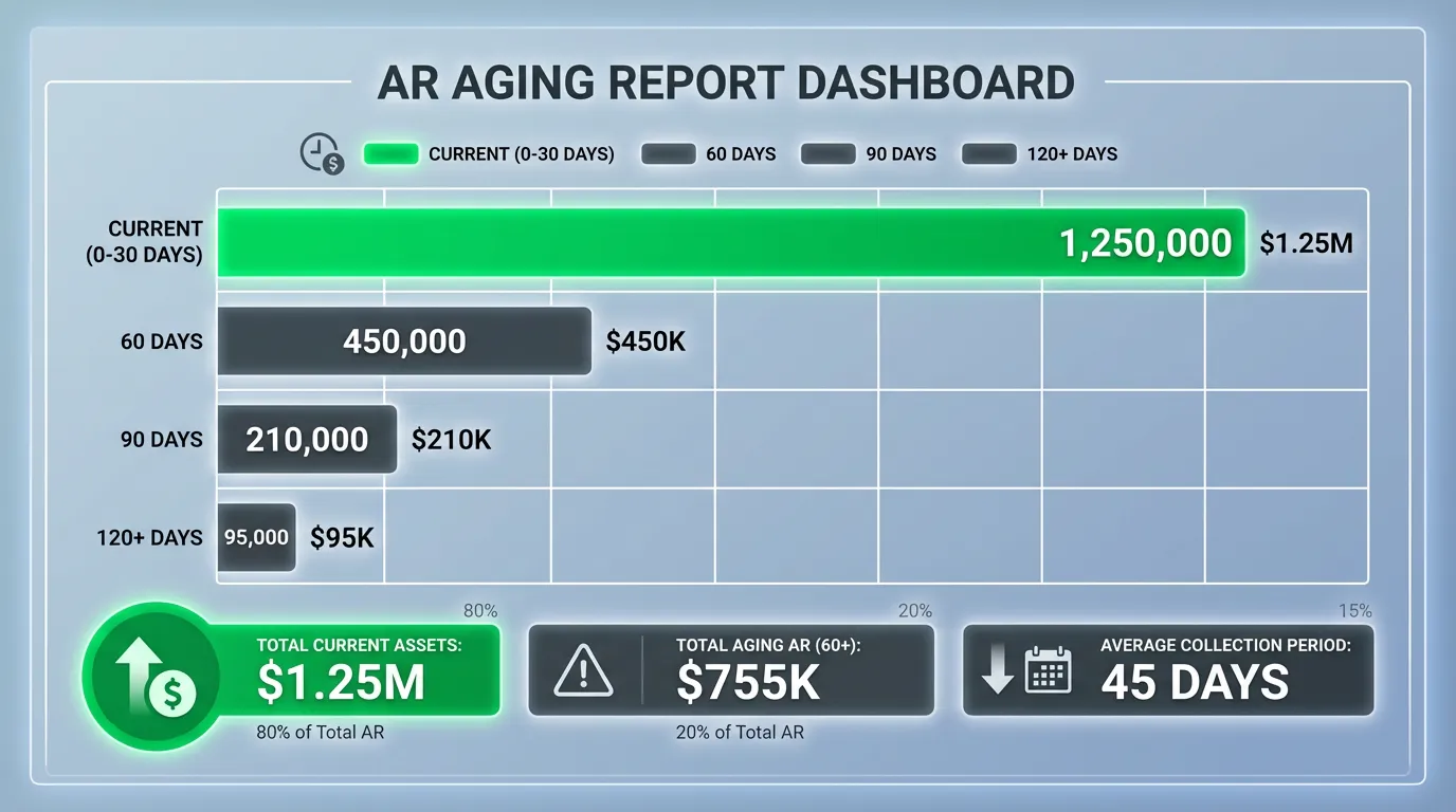 accounts receivable aging dashboard showing chiropractic billing performance metrics