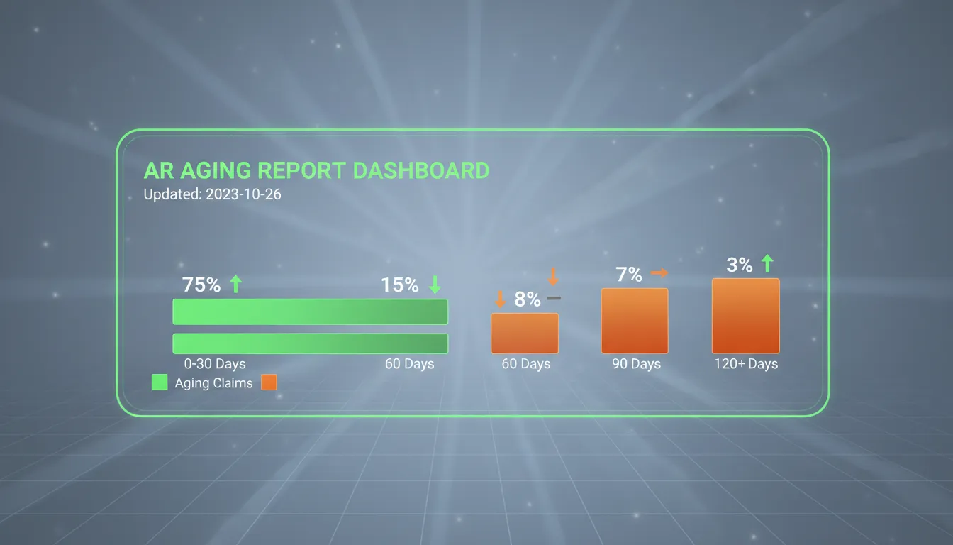 accounts receivable aging report dashboard showing claims health metrics for chiropractic practices
