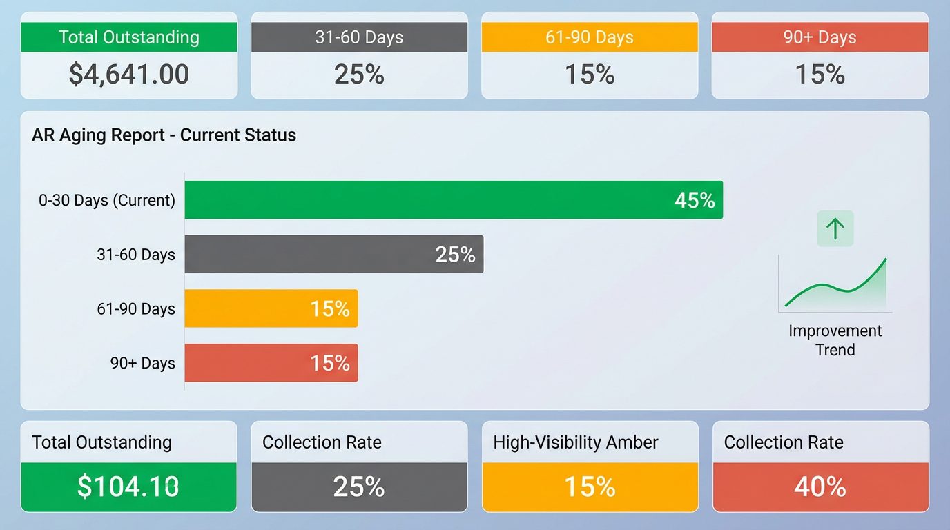 accounts receivable aging report showing claim distribution across time buckets