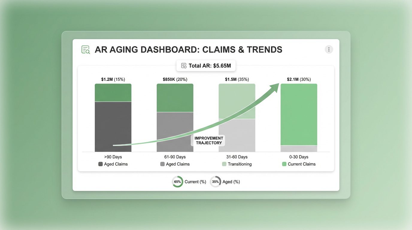 accounts receivable aging report showing claims recovery during billing transition