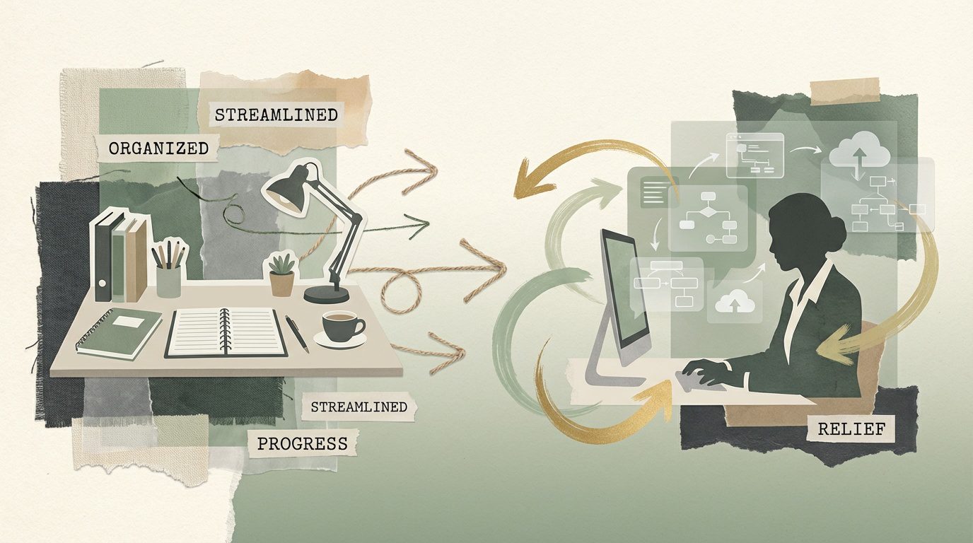 healthcare office workflow showing organized billing process supporting staff wellbeing