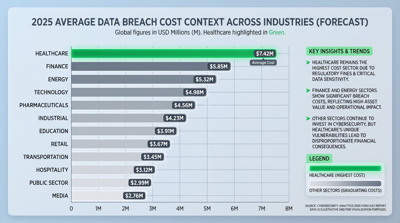 healthcare data breach costs compared across industries showing context for compliance investment
