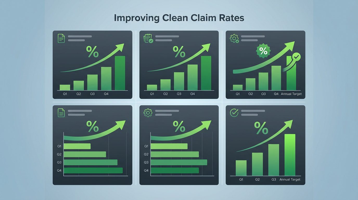 new chiropractic associate billing metrics dashboard showing clean claim rate improvement
