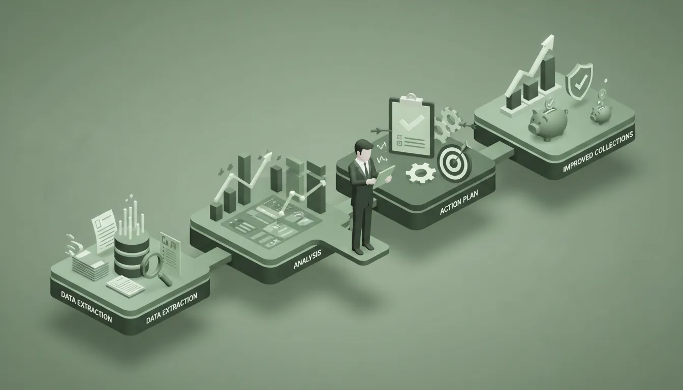 professional billing audit workflow showing data extraction analysis and implementation phases for revenue improvement