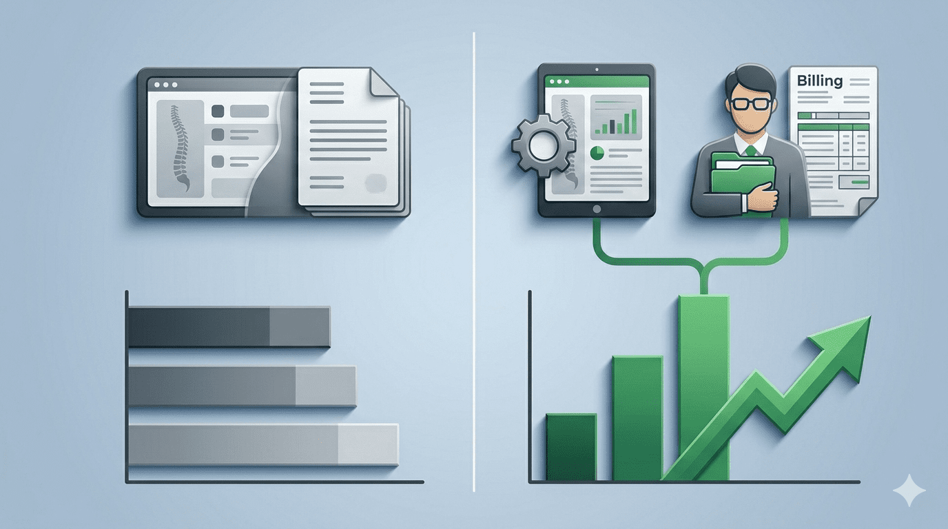 EHR lock-in comparison dashboard showing revenue impact of bundled versus platform agnostic billing