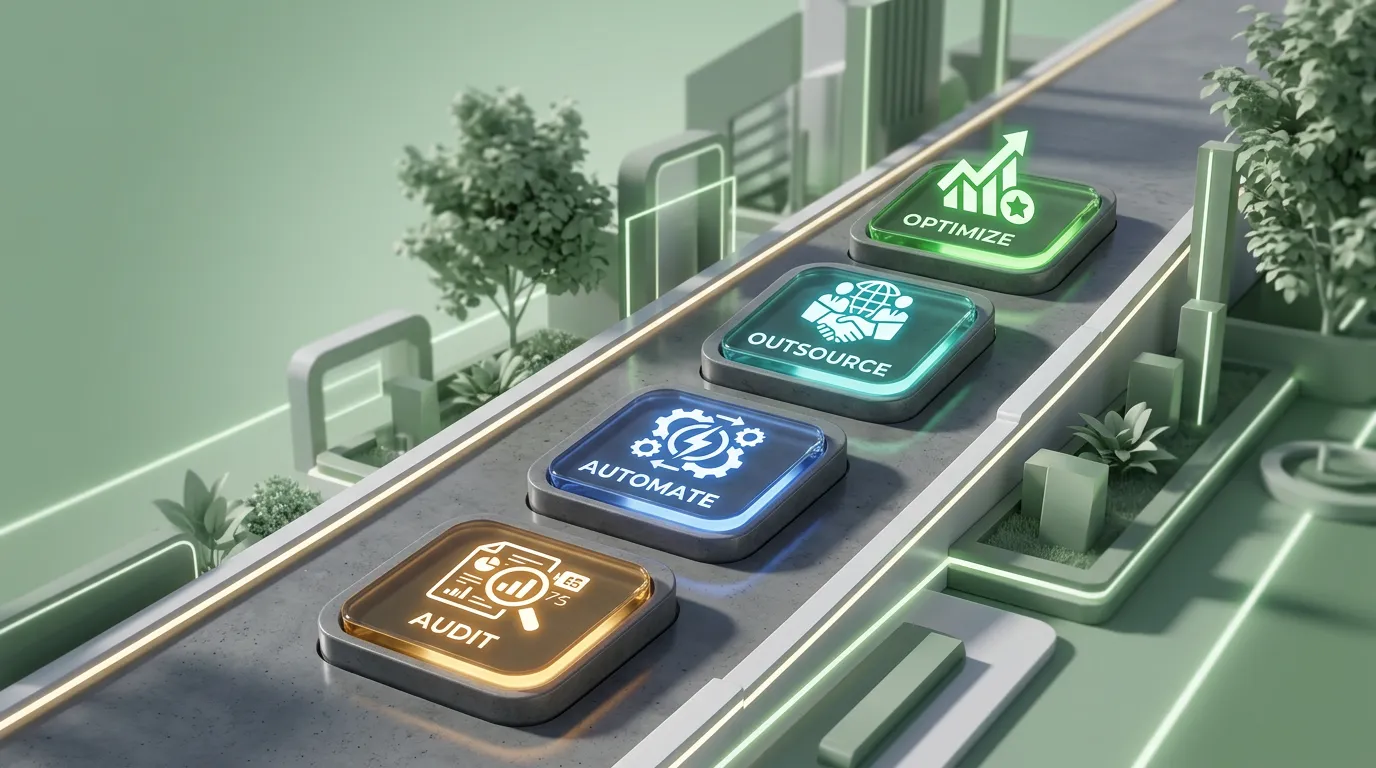 four step scaling roadmap for chiropractic practices showing audit automate outsource and optimize phases