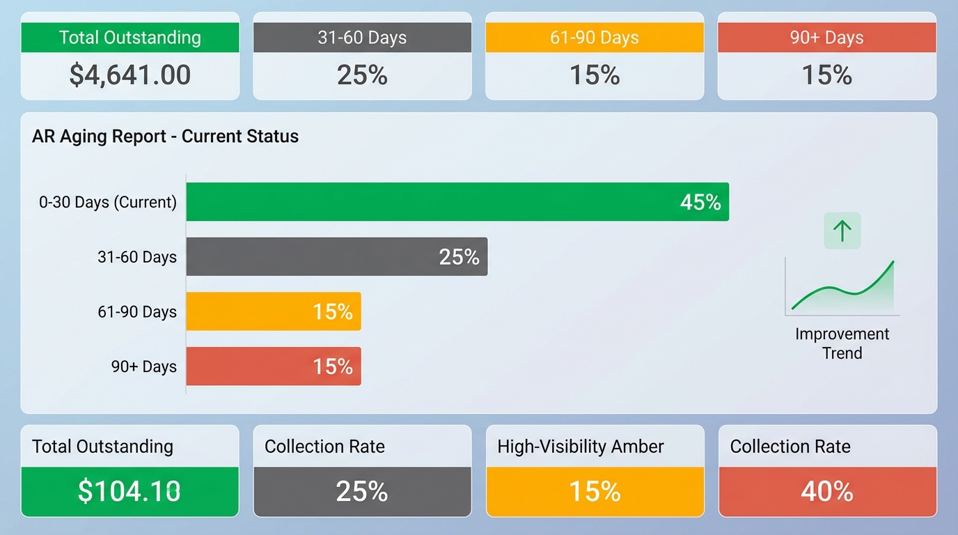 accounts receivable aging report showing claim distribution across time buckets