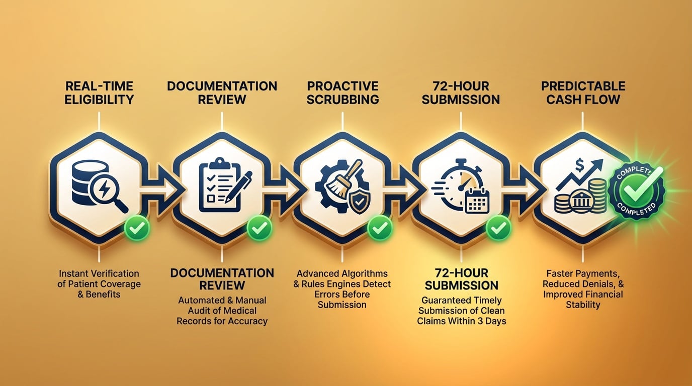 chiropractic clean claim pipeline workflow from eligibility verification to predictable cash flow