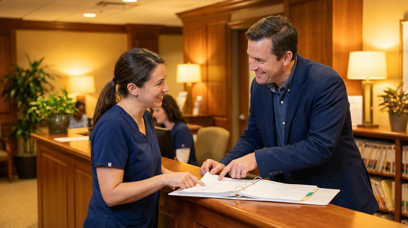 chiropractic team collaborating on patient financial processes