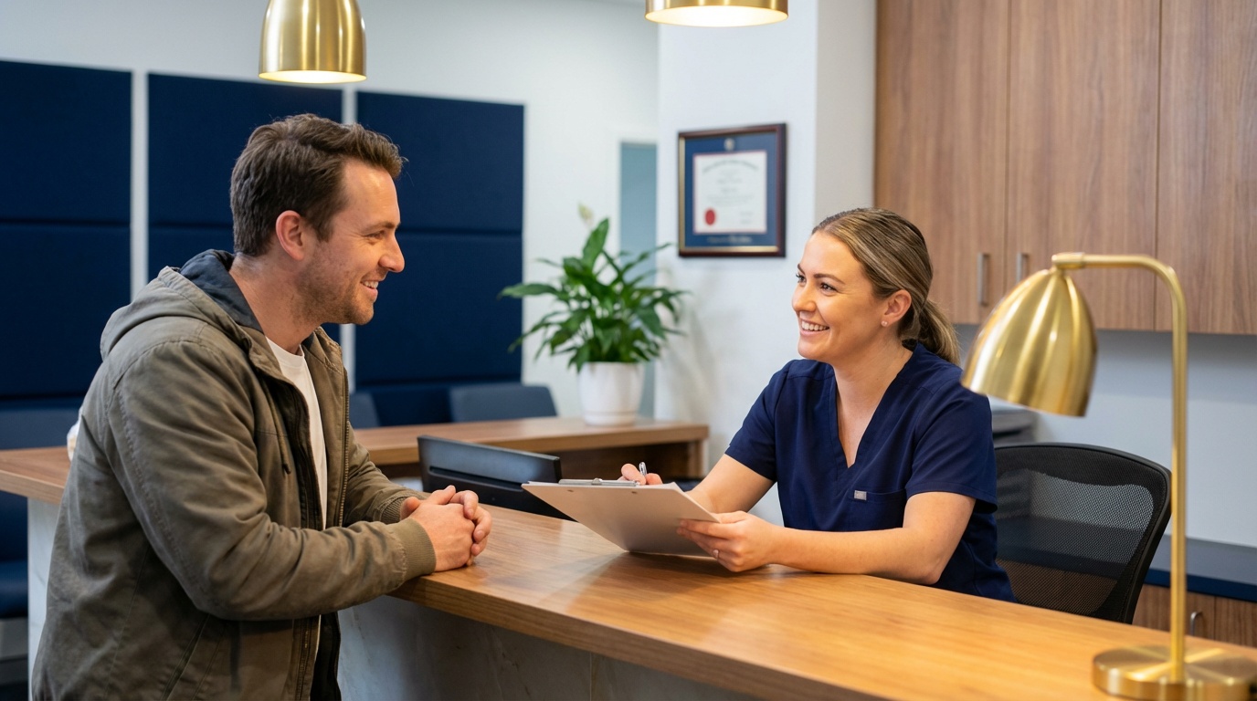 healthcare staff having supportive financial conversation with patient