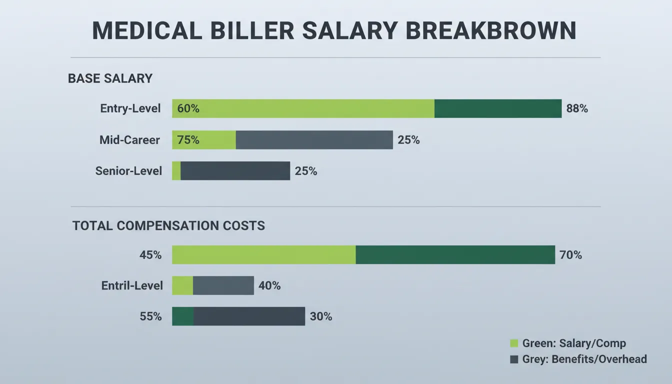medical biller salary breakdown chart showing base pay versus total employer costs
