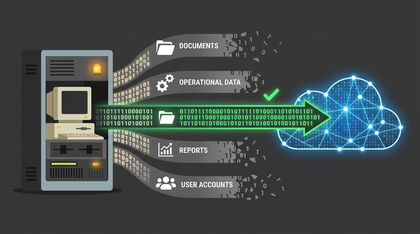 chiropractic ehr migration data transfer showing what moves to cloud and what stays on legacy server