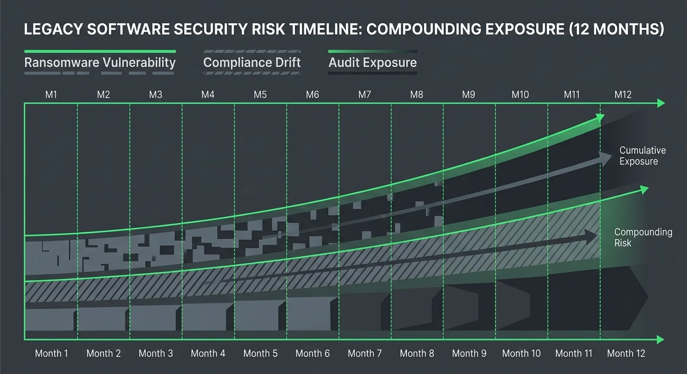 legacy software security risk timeline for chiropractic practices on ChiroTouch Server in 2026