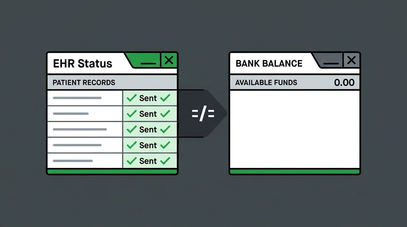 ChiroTouch Cloud migration billing gap showing sent claim status versus missing bank deposit revealing silent revenue failure