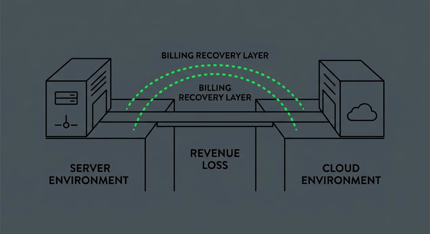 EHR migration bridge diagram showing ChiroTouch Server to Cloud transition revenue gap