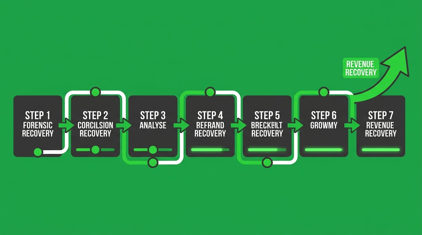 forensic chiropractic billing migration recovery timeline showing seven step reconciliation process for ChiroTouch Cloud errors