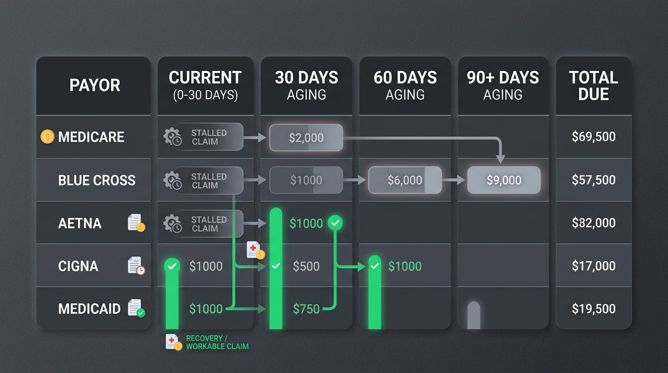 invisible accounts receivable aging after chirotouch cloud migration showing stalled and workable claims