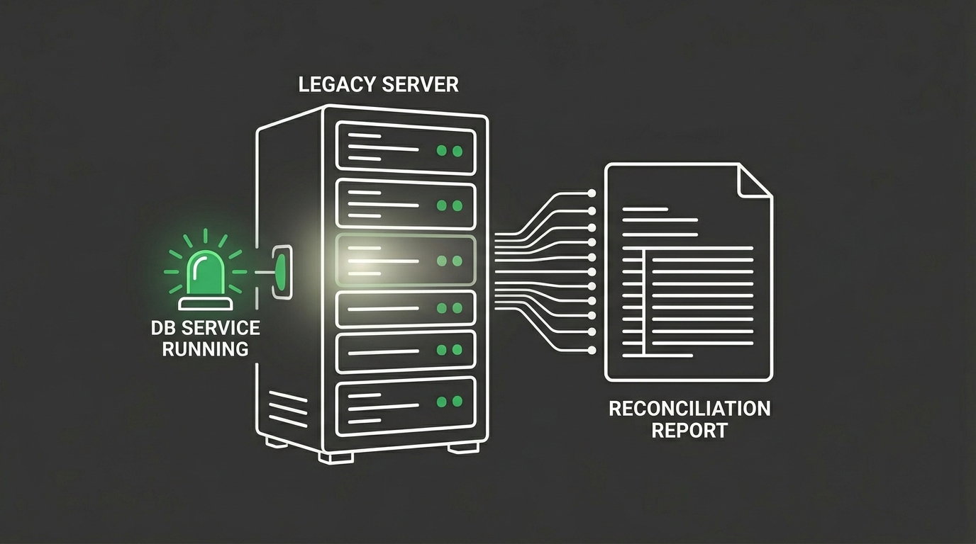 legacy chirotouch server running database service for post migration reconciliation and historical reporting