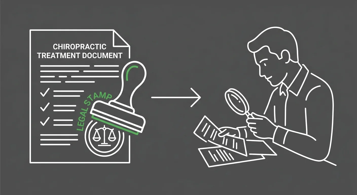 chiropractic lien legal claim process showing insurance adjuster review and documentation requirements