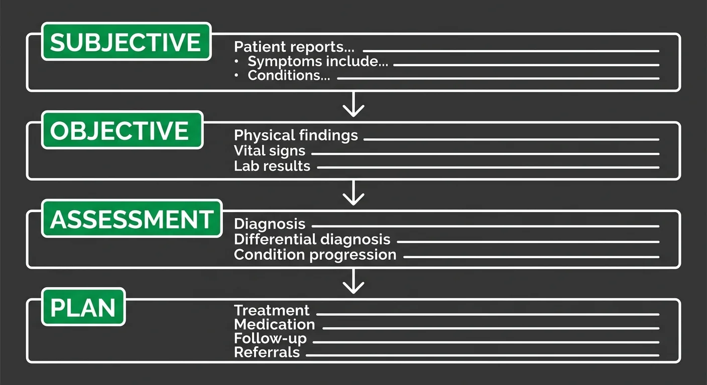 SOAP note structure for chiropractic personal injury documentation clinical records
