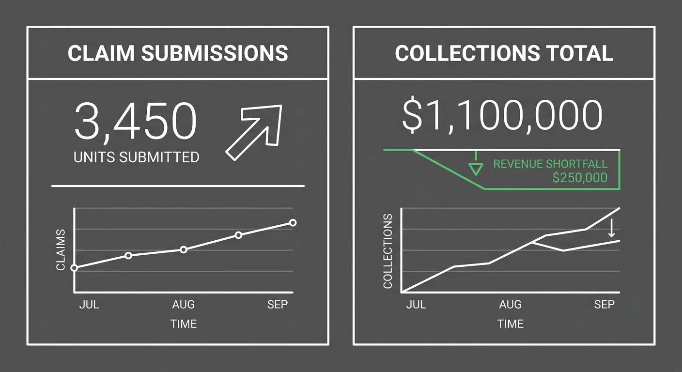chiropractic billing submission metrics vs collections gap multi-site clinic dashboard