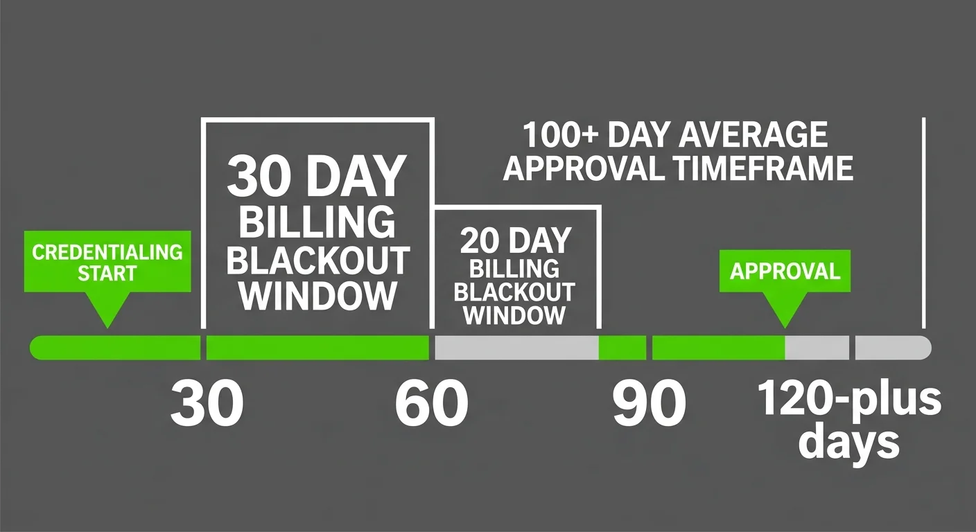 chiropractic provider credentialing enrollment billing blackout revenue gap timeline