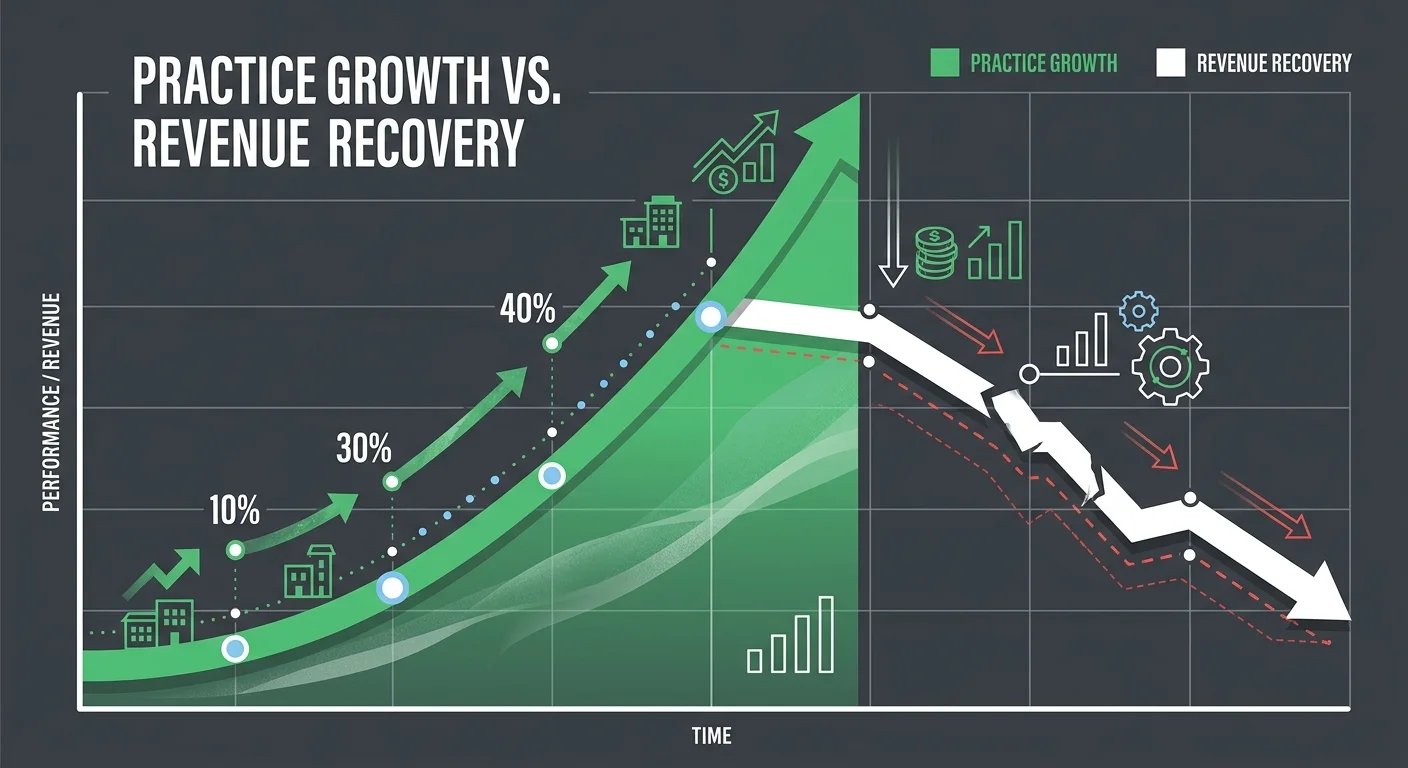 chiropractic practice growth versus revenue recovery gap in decentralized billing