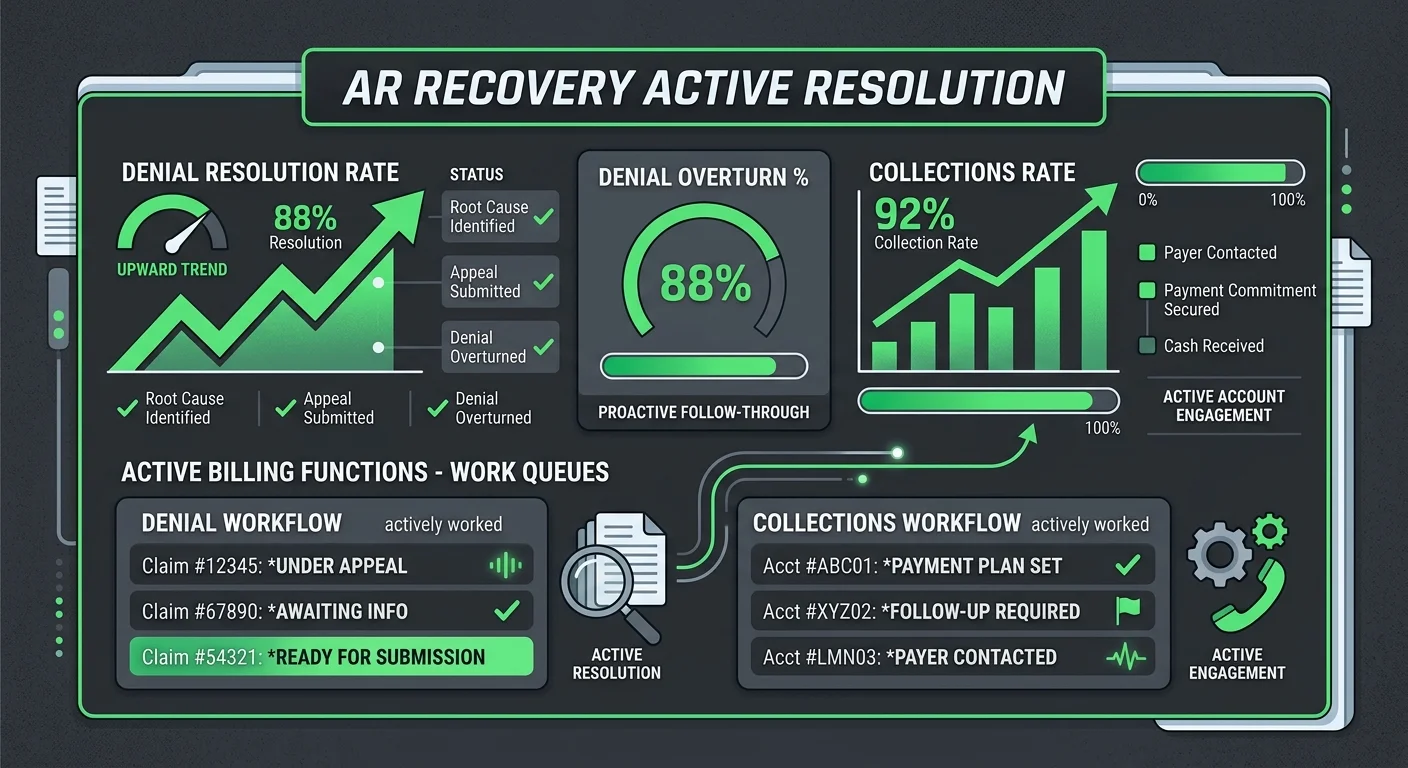 centralized chiropractic billing AR recovery and denial management dashboard