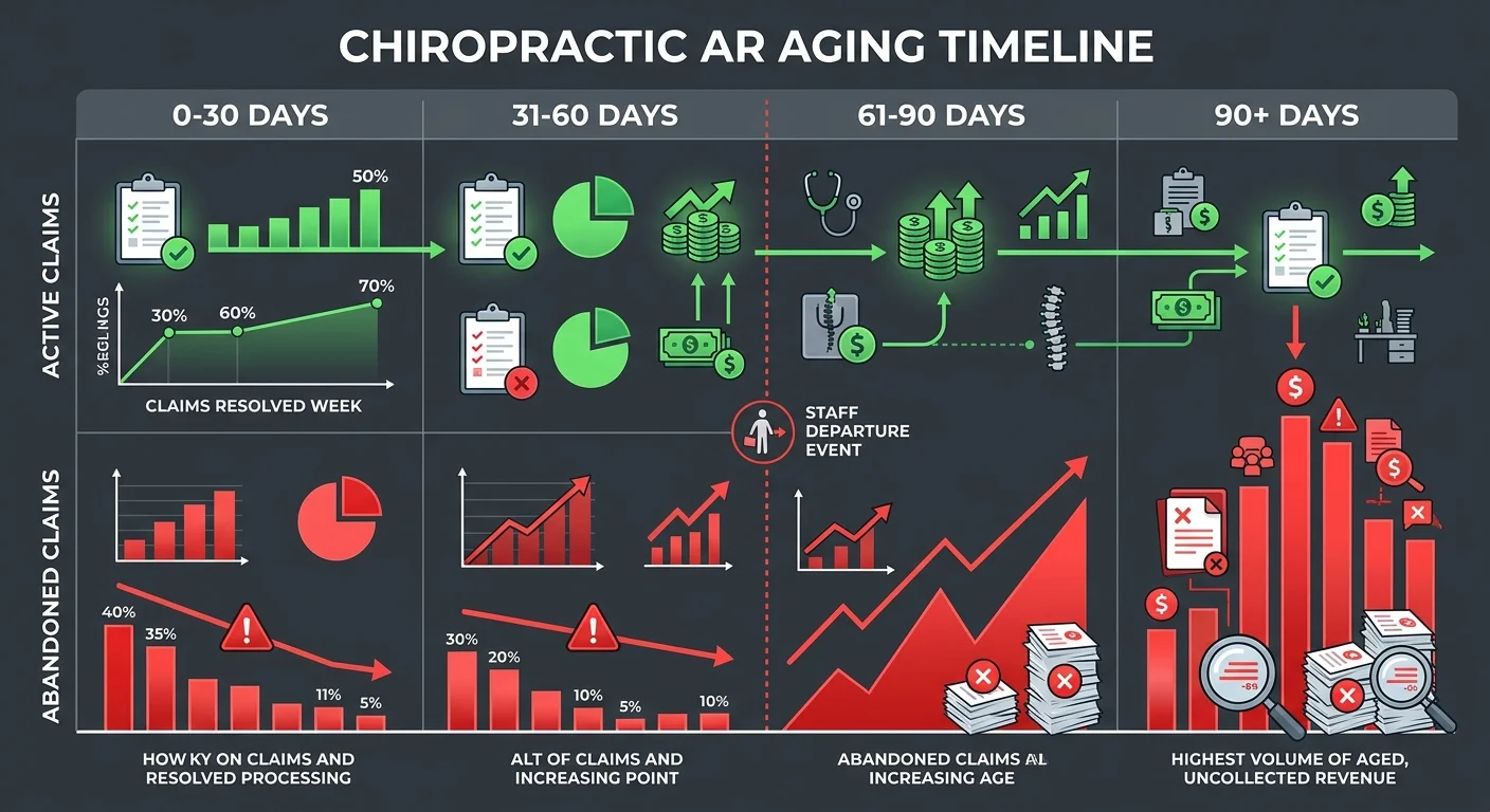 chiropractic AR aging during staff transition denial surge accounts receivable gap