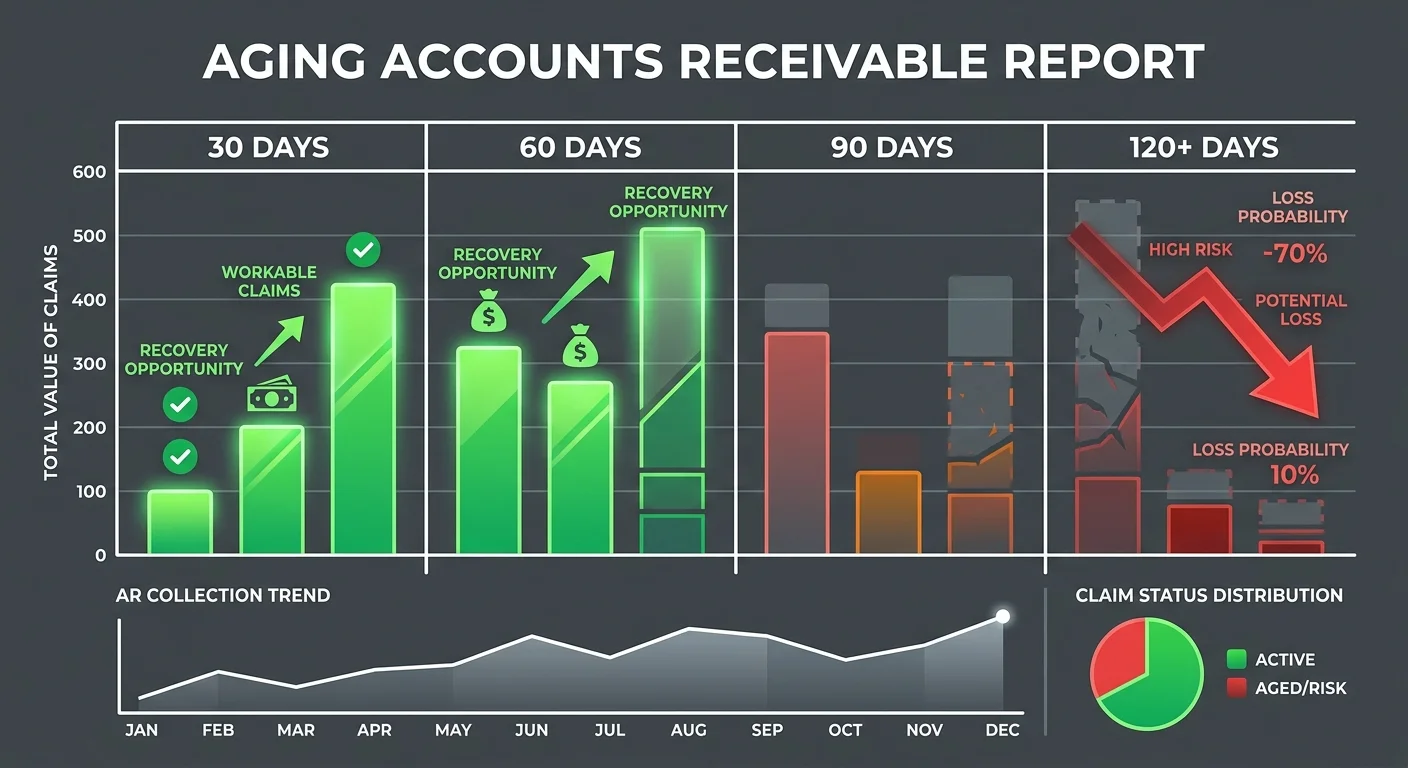 chiropractic AR recovery timeline showing claim workability at 30 60 90 day intervals
