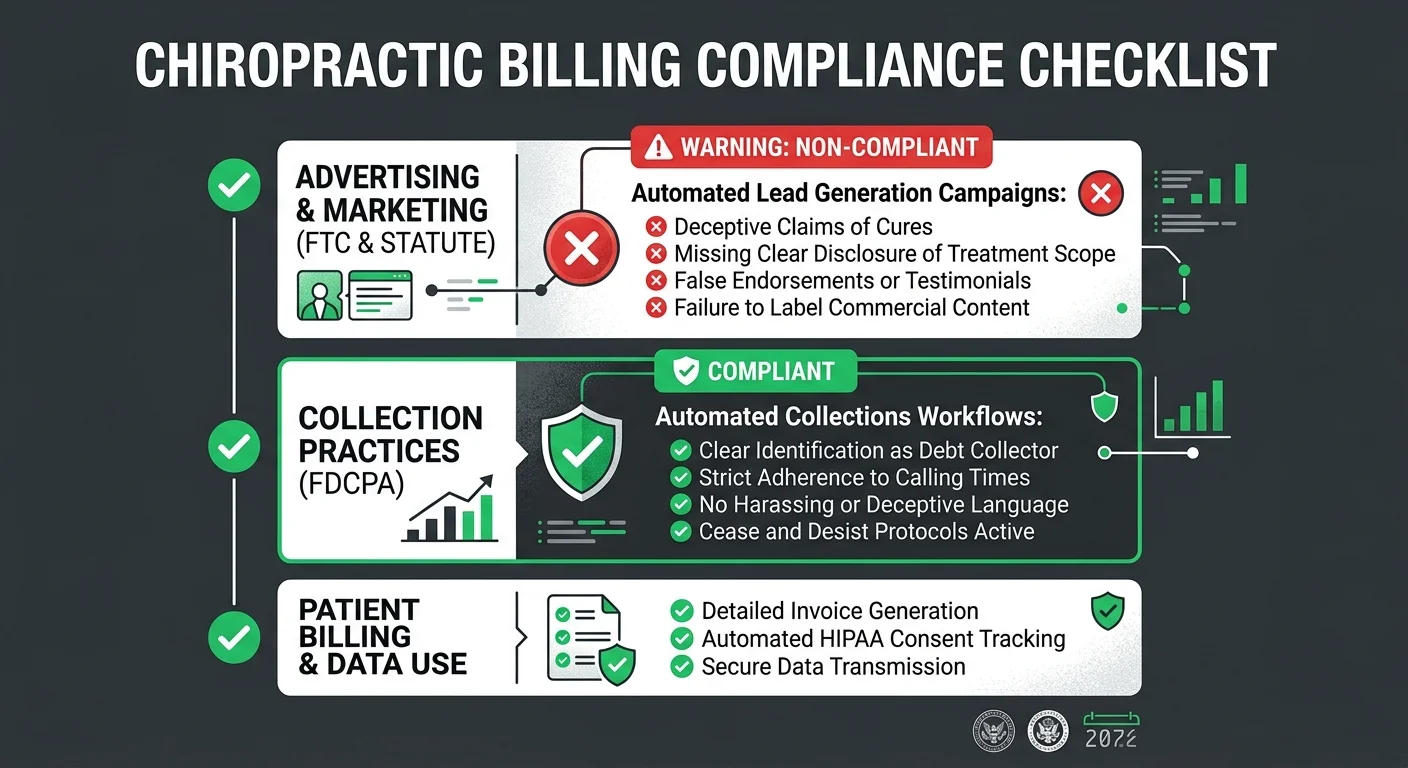 chiropractic billing regulatory compliance checklist for automated patient collections FDCPA FTC
