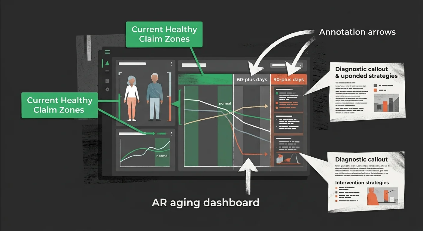 chiropractic AR aging dashboard reading 60 day 90 day buckets billing infrastructure signals