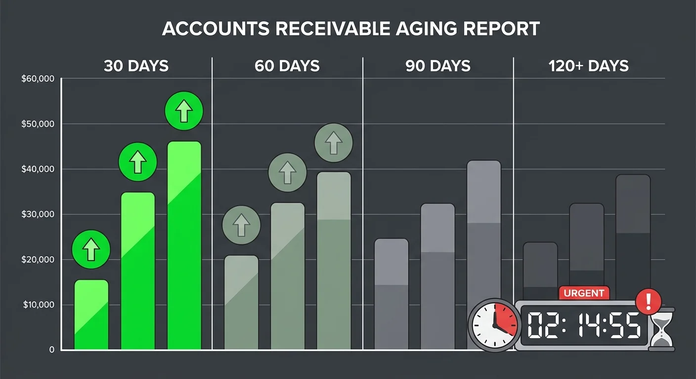 chiropractic accounts receivable aging buckets showing recoverability by claim age