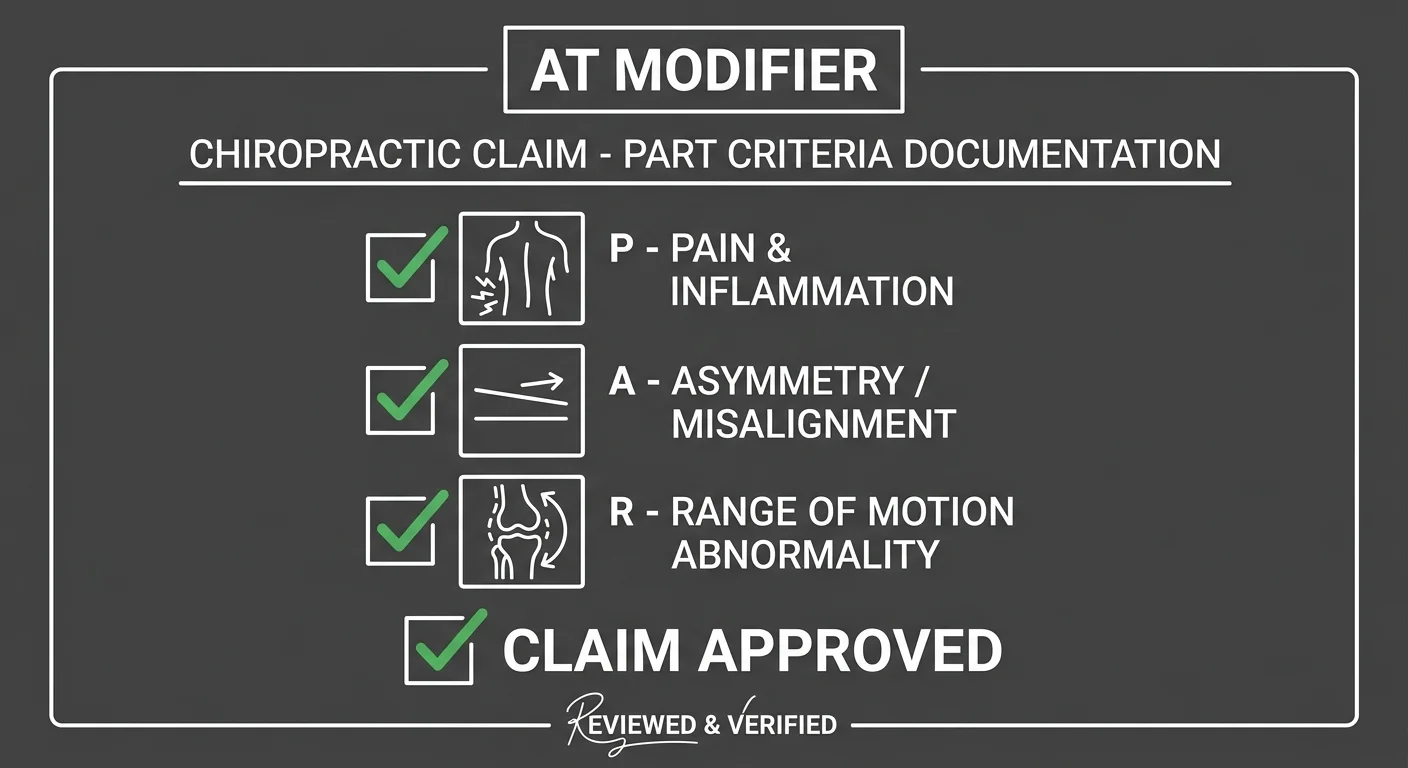 AT modifier and PART criteria documentation requirements for chiropractic Medicare claims