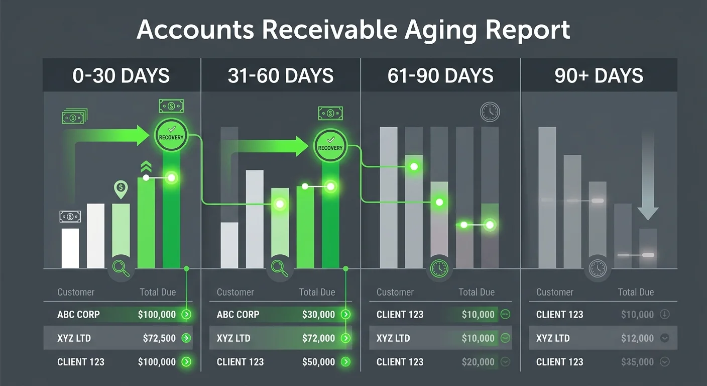 chiropractic AR aging transfer report showing claim workability by days outstanding
