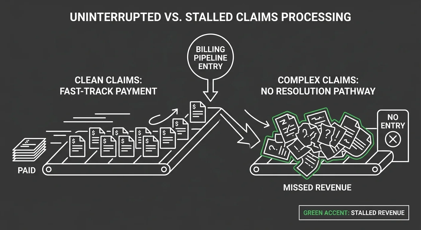 volume billing model abandoning complex chiropractic claim denials