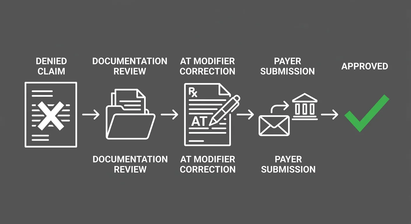 chiropractic denial appeal process converting denied claims through AT modifier correction