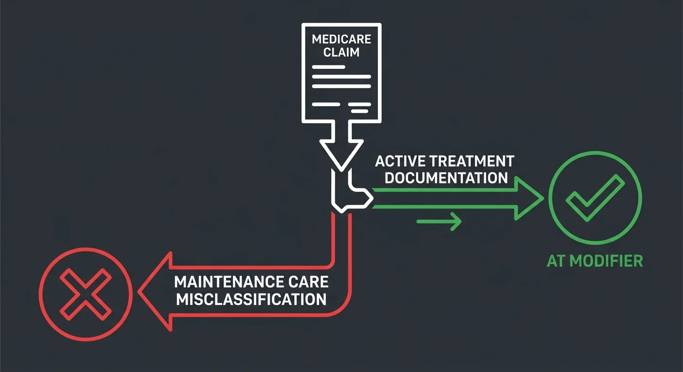 Medicare AT modifier active care versus maintenance therapy documentation chiropractic