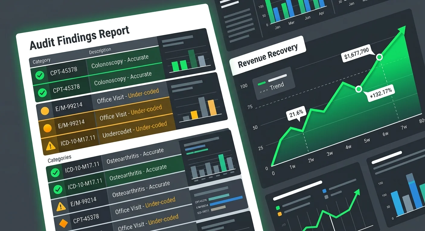 chiropractic audit findings report showing under-coded visits and revenue recovery opportunity