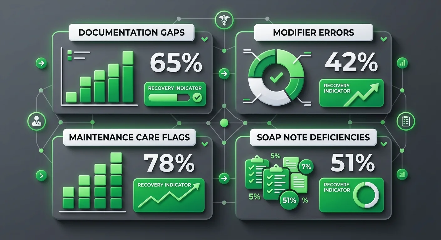 chiropractic billing audit dashboard revealing documentation gaps and recoverable claims
