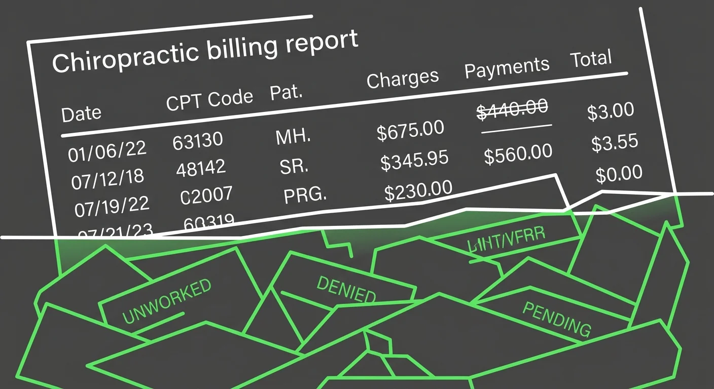EHR billing report surface data versus hidden unworked claims in chiropractic practice